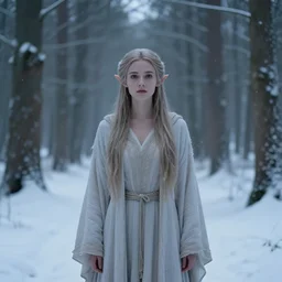 beautiful elven girl in winter forest by artgerm, film still, canon eos r 3, f / 1. 4, iso 2 0 0, 1 / 1 6 0 s, 8 k, raw, unedited, symmetrical balance