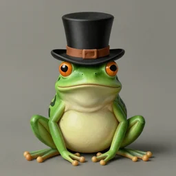 frog wearing 🎩 by René Magritte, detailed, 4k