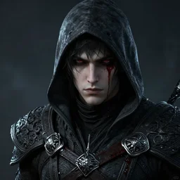 an oil art close up portrait of young handsome pale dark assassin from dark souls 3, gipsy blood mage character design from inquisition, 4 k, ultra detail, volumetric lighting, unreal engine, octane render