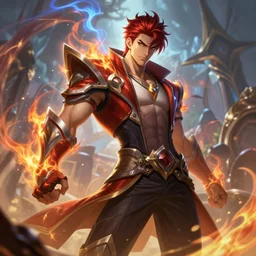 beautiful male with fire and thunder magic, attarctive man, anime key visual, highly detailed, sharp focus, concept art, league of legends, style by shumolly and monable and artgerm and greg rutkowski and jo chen and pilyeon and ruan jia