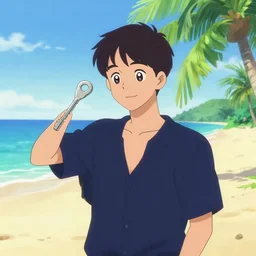 animation key shot of yoongi, tropical beach, by david ardinaryas lojaya