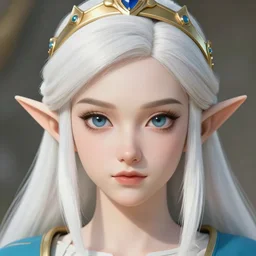 zelda with white hair and crown, art by michael garmash and ilya kuvshinov and magali villeneuve, anime, cute - fine - face, pretty face, beautiful bone structure, digital painting, realistic shaded perfect face, artstation, concept art, sharp focus, illustration, ultra detailed, 4 k,