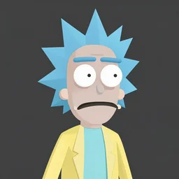 low poly render of rick and mortys head