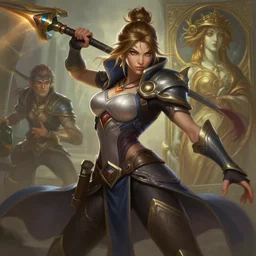 Jill Winernitz, league of legends, action pose, intricate, highly detailed, digital painting, hyperrealistic, artstation, concept art, smooth, sharp focus, illustration, Unreal Engine 5, 8K, art by artgerm and greg rutkowski and alphonse mucha, by Jesper Ejsing