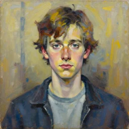 slightly abstract full upper body portrait of a young version of the dude from the big lebowski, by alexandra manukyan, suzy schultz, oil painting, intricate detail, visible big brushstrokes