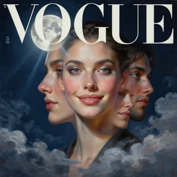 3 d, sci - fi, night, moon, moon rays, smiling fashion model face, cinematic, clouds, vogue cover style, realistic painting, intricate oil painting, high detail illustration, figurative art, multiple exposure, poster art, 3 d, by tooth wu and wlop and beeple and greg rutkowski
