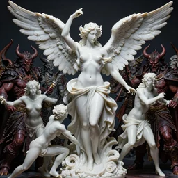 high intricate porcelain baroque stunning woman body sensual angelic warrior fighting the army of the demon lord, 8 k, wet skin white hyperrealistic symmetrical hyperdetailed pastel maria panfilova, andrea savchenko, sensual mike kime, ludovic plouffe, qi sheng luo, oliver cook, trending on artstation