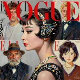 korean audrey hepburn, vogue magazine, elle magazine, roaring 1 9 2 0 s flapper, ilya kuvshinov, john singer sargent, anime, trending on artstation, oil painting, side profile portrait, intricate