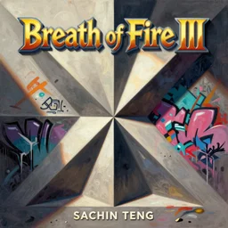 Breath of Fire III Game Cover art by Sachin Teng, asymmetrical, Organic Painting , Hard Light and long shadows, Matte Painting,  geometric shapes, hard edges, graffiti, street art, 300 dpi :2 by Sachin Teng:4