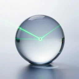 a glass sphere refracting a laser beam, white background, studio lighting, 4k, HDR, unreal engine