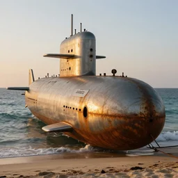 beached submarine in the middle of sanaa, incredible, award winning, up close, climbing, beaching, rust, sadness, golden hour