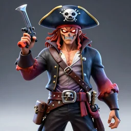 evil anime pirate, 3 d rendering, 8 k, by clip studio paint, artstation,