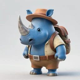 A blue rhino wearing adventurer's clothing, highly detailed, digital painting, artstation, concept art, smooth, sharp focus, studio light, by Justin Gerard,