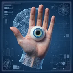 portrait of 👍 shaped head with single centered giant orb eye, in the style of Greg Broadmore and Arthur Rackham,trending on artstation, light lighting side view,digital art,surrealism ,macro,blueprint ,vaporwave ,