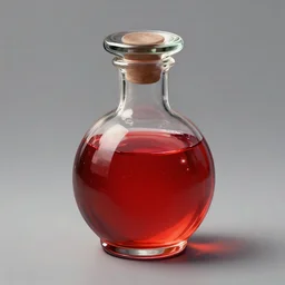 a glass vial of magical red potion, concept art by greg rutkowski trending on artstation