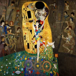 hyper realistic traditional japanese illustration of a circus acrobat in the style of austin osman spare, wayne barlowe, gustav moreau, goward, gaston bussiere and roberto ferri, santiago caruso, bouguereau, klimt, saturno butto, sorayama. occult art, alchemical diagram