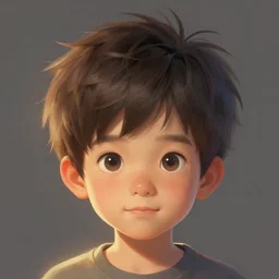 kid with huge head, digital painting, beautiful lighting