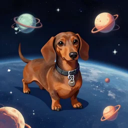 Dachshunds in space, digital art