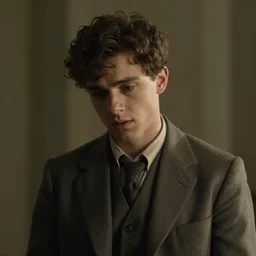 a young man of 2 8, with curly brown hair, wearing a plain suit, short hair, journalistic, looked tired, gaunt and handsome unreal render cinematic lighting art 1 9 2 0 period drama by bussiere rutkowski andreas rocha