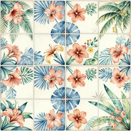 hawaiian tileable pattern, digital art