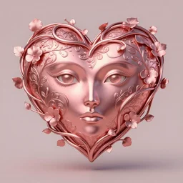 rose gold heart, wrapped in vines, vray, machine face, intricate, elegant, highly detailed, digital painting, artstation, cgsociety, concept art, smooth, sharp focus, illustration, yoshitaka amano, art by camille corot and karol bak and kim tschang yeul, 8 k