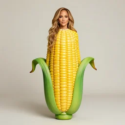 full body photo of jennifer lopez in the shape of a corn