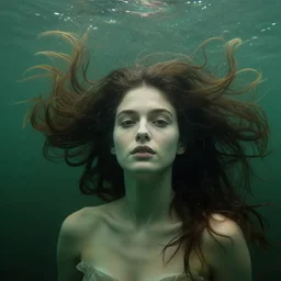 queen of the garden, wind swept hair, murky underwater and dreaming by jeremy lipkin, vincent di fate, hieronymus bosch, rule of thirds, seductive look, beautiful
