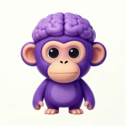 a frontal portait drawing of a small cute purple monkey with a brain cap by inio, beeple and james jean, aya takano color style, trippy, colorful, 8 k, super detailed, night sky, digital art, digital painting, clean