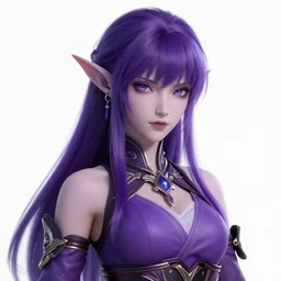 character concept of a beautiful and strong purple female anime warrior night elf | | cute - fine - face, pretty face, realistic shaded perfect face, fine details by stanley artgerm lau, wlop, rossdraws, james jean, andrei riabovitchev, marc simonetti, and sakimichan, trending on artstation
