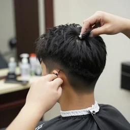 haircut by a barber