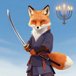 fox samurai with katana, tomer hanuka
