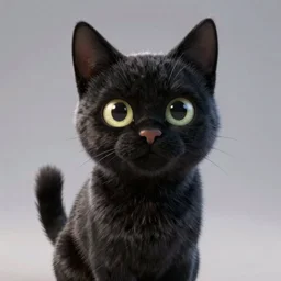 high detail render of a well developed black cat pixar incredibles style 4 k