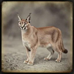 A daguerreotype photograph of a caracal.