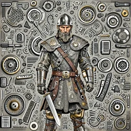 full shot photograph of a real-life steampunk viking,  Extremely detailed. 8k