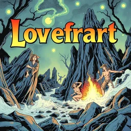 an hp lovecraft comic book, full color, 8 k