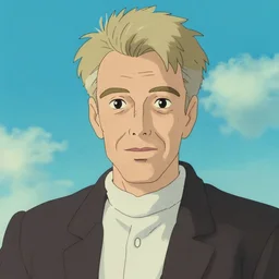 a portrait of david lynch, anime drawin style, ghibly, trending on artstation,