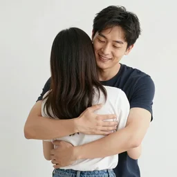 guy hugs girl from behind