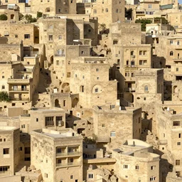 a city where the buildings are stacked on top of each other, sandstone, digital art