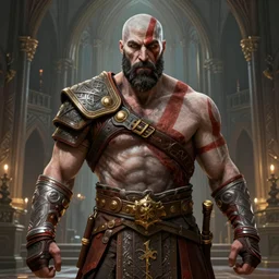 a highly detailed illustration of idris elba as god of war kratos, gothic church background, intricate, elegant, highly detailed, centered, digital painting, artstation, concept art, smooth, sharp focus, league of legends concept art, wlop
