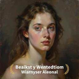 a painting of a woman portrait, land art