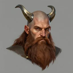 Viking Barbarian with long brown beard, short hair, no helmet, D&D Character Head Portrait, Digital Art, Detailed, Trending on Artstation