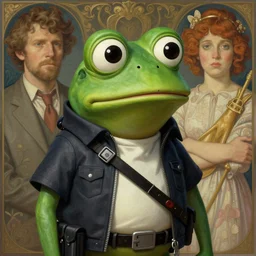 pepe the frog dressed as a special agent from tom clancy ( the division ), portrait, intricate, sad, highly detailed, digital painting, artstation, concept art, wallpaper, smooth, sharp focus, illustration, art by artgerm and greg rutkowski and alphonse mucha