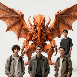 murky zoological portrait of winged orange cthulhu by kuldar leement and ruan jia and brad rigney and micha karcz and brad rigney
