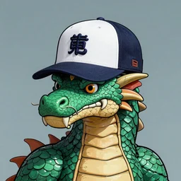 A dragon wearing a baseball hat