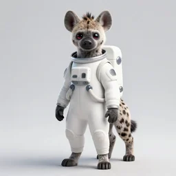 digital detailed full body of anthromorphic female hyena, in style of zootopia, fursona, furry, furaffinity, 4 k, deviantart, wearing astronaut outfit, in style of zootopia, floating in space, space background, in deep space, dark background, hyena fursona, cyberpunk, female, detailed face,