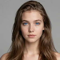 wonderful russian girl with blue eyes and brown long hair, portrait, 8k, photorealistic