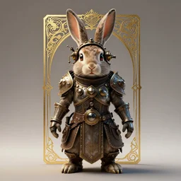 a Warrior rabit art nuveau, steampunk, symmetry, full frame, cinematic light , unreal engine,