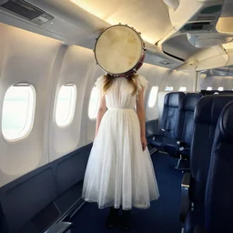 neutral milk hotel, in the aeroplane over the sea, girl in a gown with a snare drum for a head