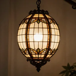 beautiful stained glass lamp, baroque and art nouveau, up light,