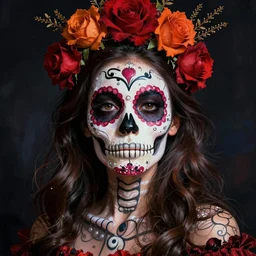 illustration of a sugar skull day of the dead girl, art by donato giancola